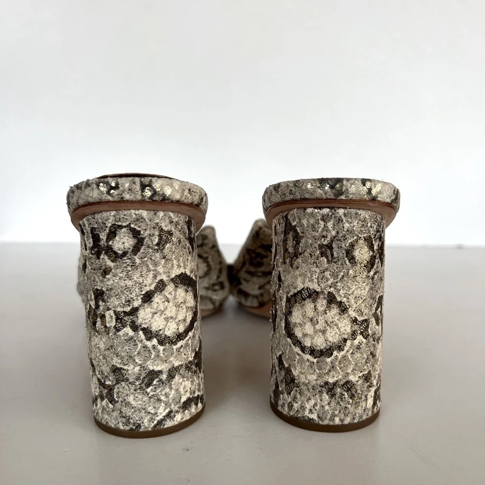 Loeffler Randall Coco High Heel Knot Snakeskin Slide, size 9.5